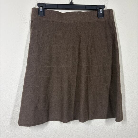 Max Studio Size Medium Knit Fit & Flare Skirt Brown Cotton Rayon Blend Pull On - Picture 4 of 6